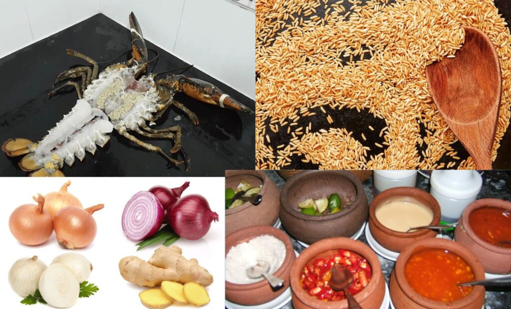 Chuẩn bị nguyên liệu cho nồi cháo tôm hùm cơ bản